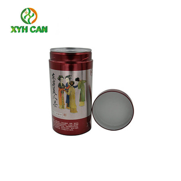 Food Tin Can Commercial Round Metal Tea Container All-Over Printing