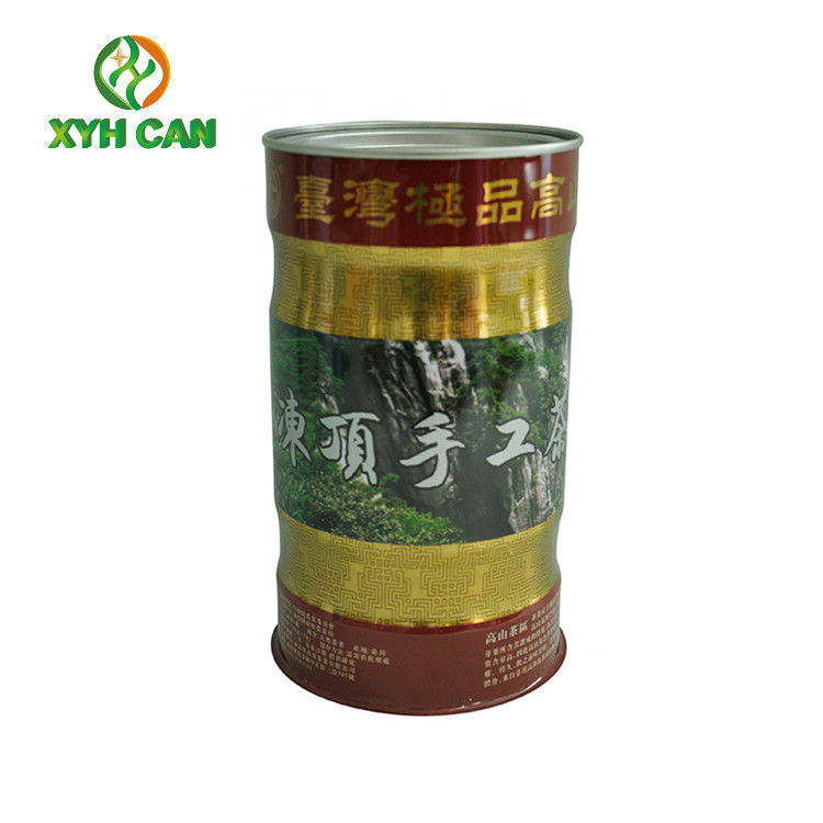 Tea Tin Can Embossing Glossy lamination Matting Printed Tin Canister For Green Tea Longjin