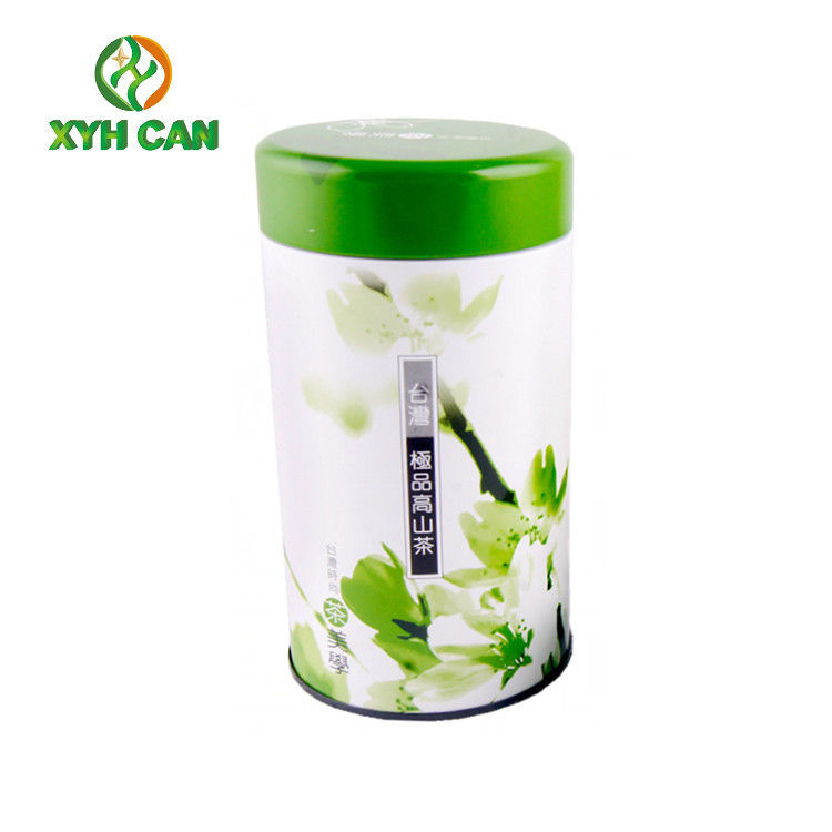 Tea Tin Can Large Round Shape with Lids Custom Printed Tin Containers for Tea
