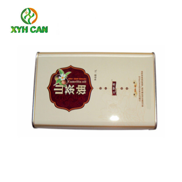 Rectangular Tin Containers With Lid Glossy Lamination Printing