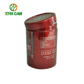 Food Tin Can Red Color Round Paint Recyclable Tin Container Tea Packaging