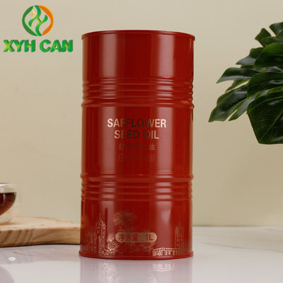 Olive Oil Tin Cans 0.19mm Tinplate CMYK 4C Round Metal Cans for 1L Safflower Oil Tin Jars