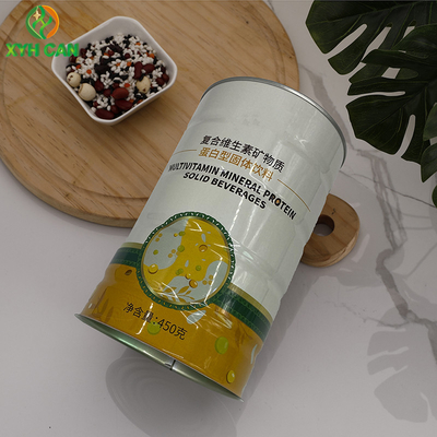 Brushing Polishing Empty Tin Boxes CMYK Round For Milk Powder Bread