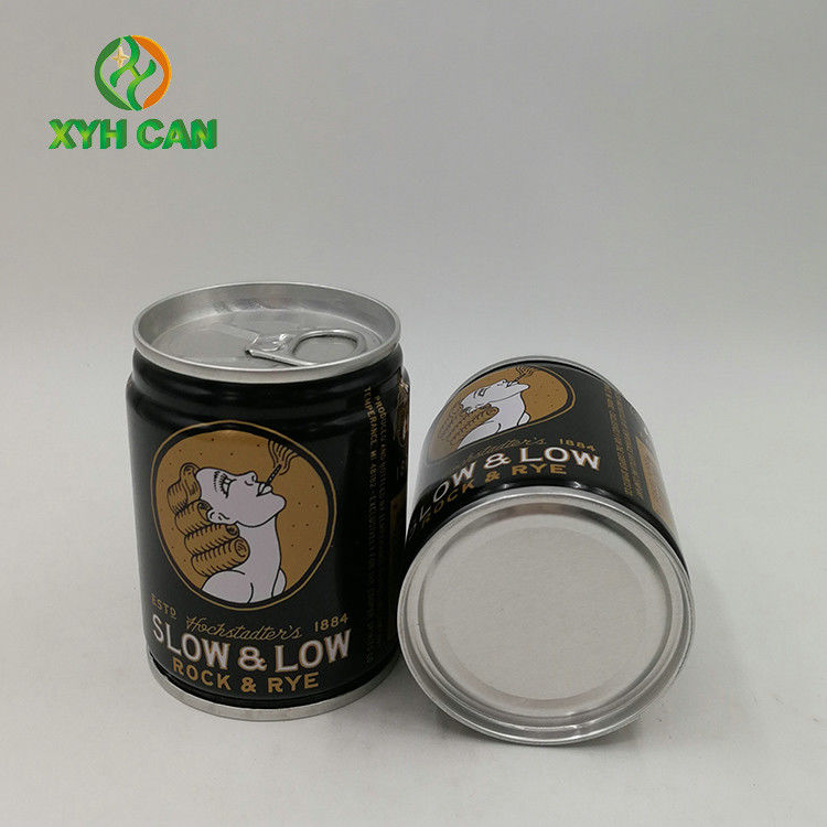 Alcohol Tin Cans 0.21mm Thickness CMYK 4C Tin Boxes for 240ML Whiskey Wine